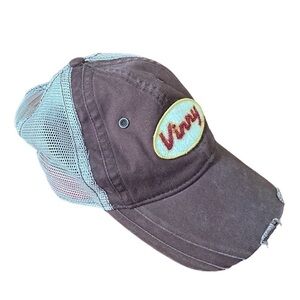 American Rag vintage brown and tan mech Vinny trucker hat. Early 2000s